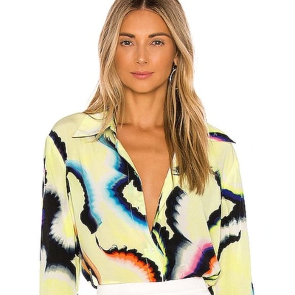A.L.C. Tops - NWT A.L.C. Relaxed Silk Shirt with an  artistic print. Size 10.